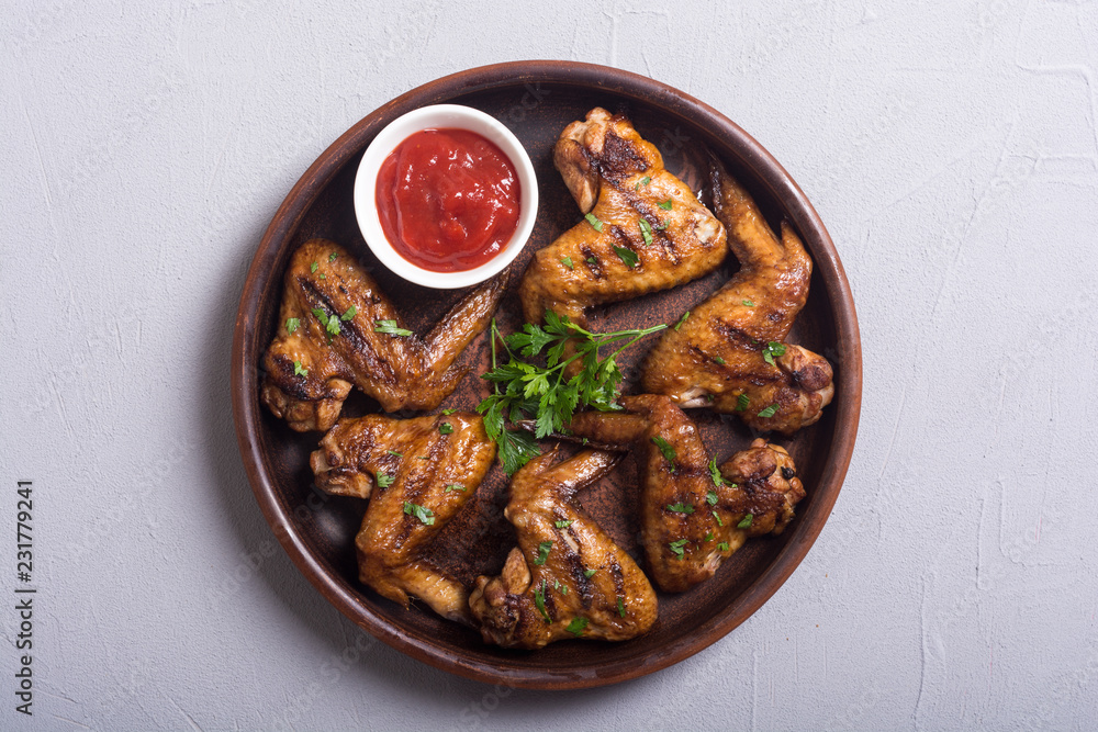 Grilled chicken wings with tomato sauce Grilled chicken wings with tomato sauce