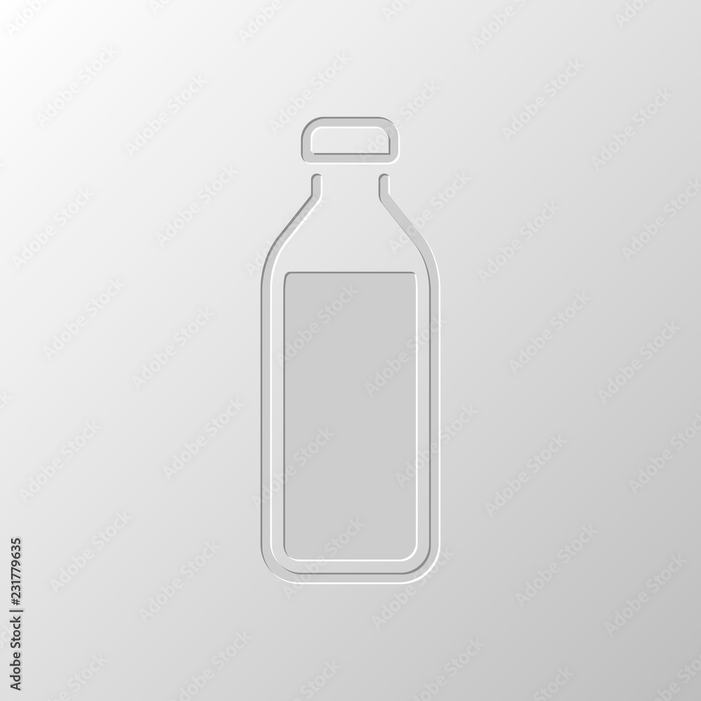 bottle of water, simple icon. Paper design. Cutted symbol. Pitte bottle of water, simple icon. Paper design. Cutted symbol. Pitte