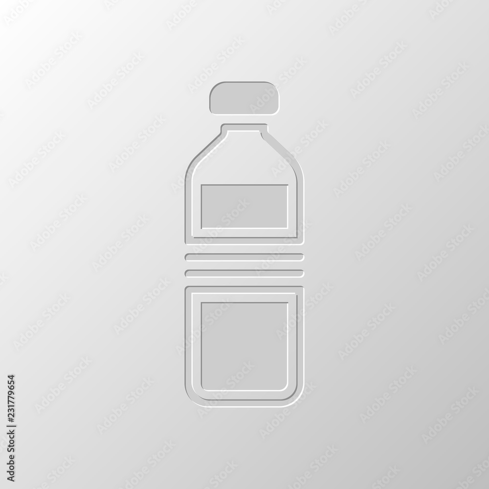 bottle of water, simple icon. Paper design. Cutted symbol. Pitte