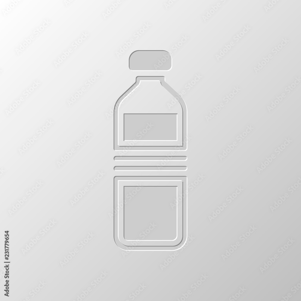 bottle of water, simple icon. Paper design. Cutted symbol. Pitte bottle of water, simple icon. Paper design. Cutted symbol. Pitte