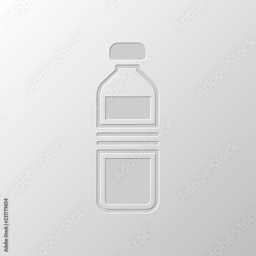 bottle of water, simple icon. Paper design. Cutted symbol. Pitte