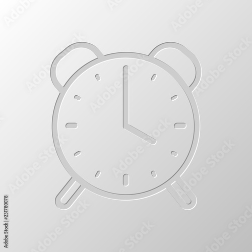 old alarm clock, simple icon, linear symbol with thin outline. P