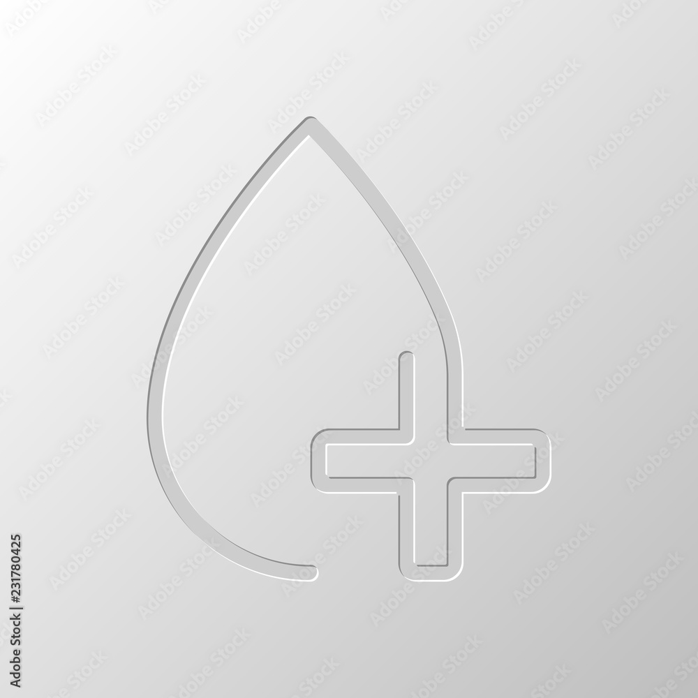 drop of blood and medical cross. linear symbol with thin outline drop of blood and medical cross. linear symbol with thin outline