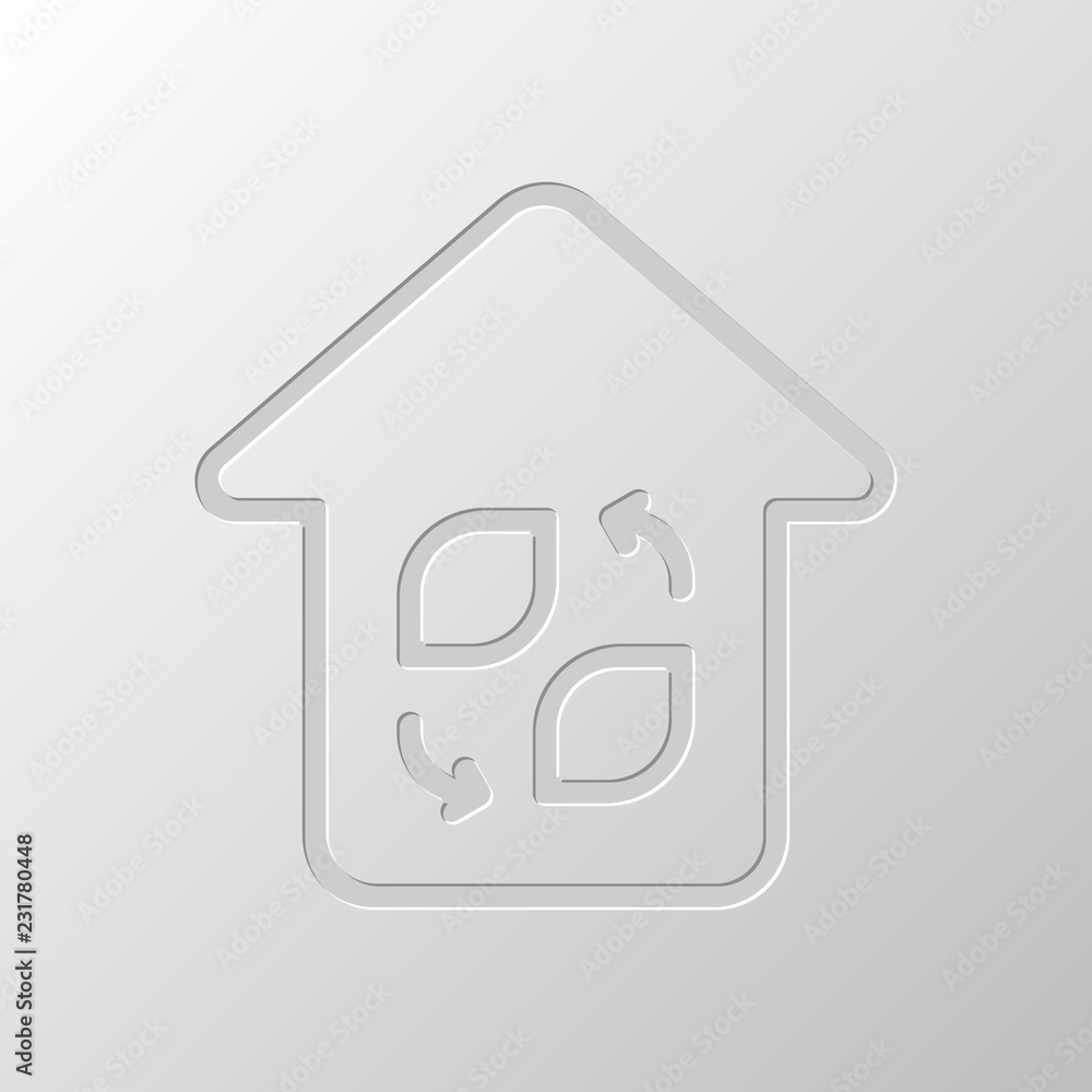 Eco house. Concept logo. Simple linear icon with thin outline. P Eco house. Concept logo. Simple linear icon with thin outline. P
