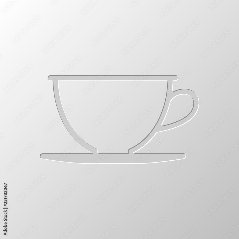 Simple cup of coffee or tea. Linear icon, thin outline. Paper de Simple cup of coffee or tea. Linear icon, thin outline. Paper de