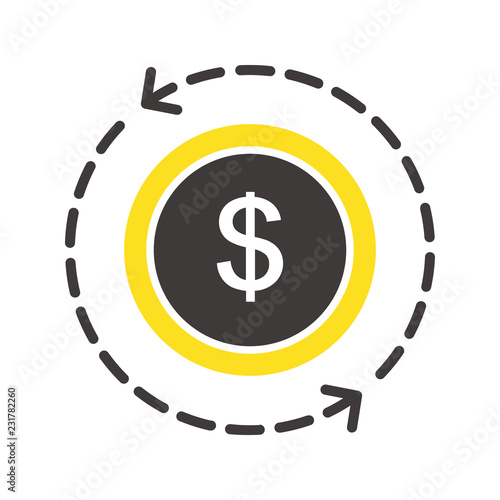 米ドル通貨コインアイコン矢印ベクターイラスト
