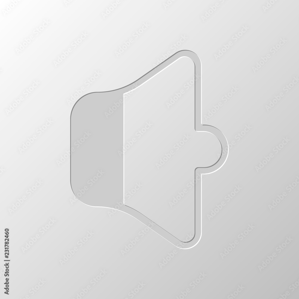 Simple volume min. Paper design. Cutted symbol. Pitted style Simple volume min. Paper design. Cutted symbol. Pitted style