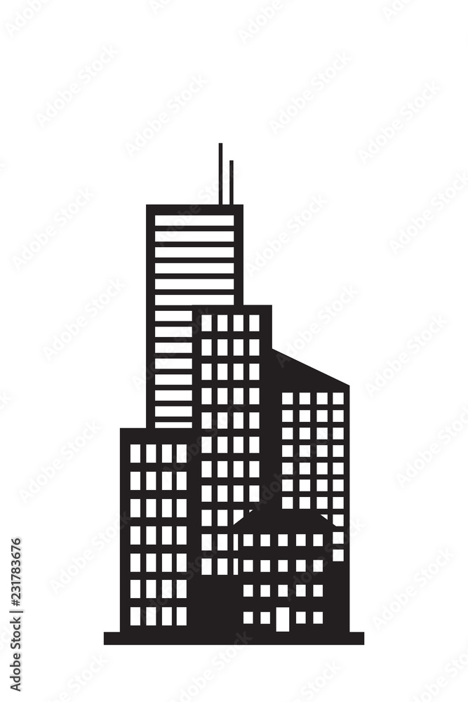Silhouette of a city on a white background
