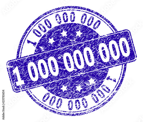 1000000000 stamp seal watermark with distress effect. Designed with rounded rectangle and circles. Blue vector rubber watermark of 1000000000 tag with corroded style.