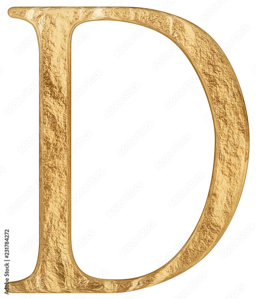 Uppercase letter D, isolated on white, 3D render Uppercase letter D, isolated on white, 3D render