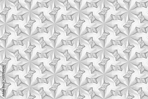Complex volumetric seamless pattern 3D illustration