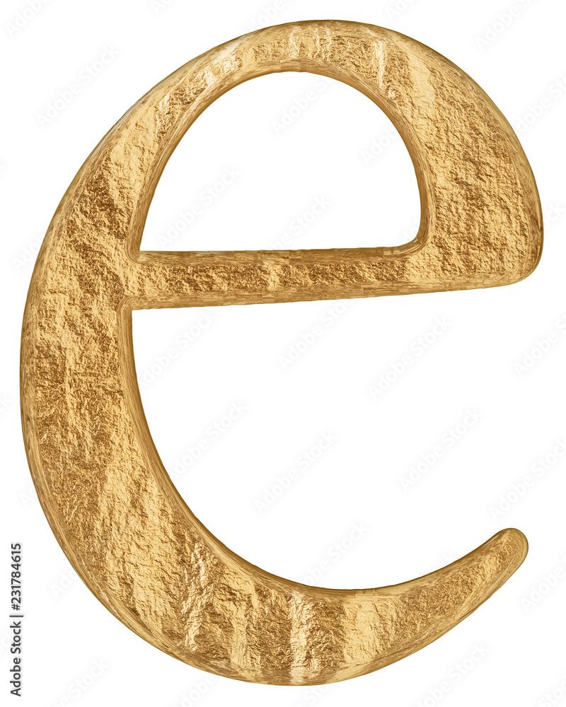 Lowercase letter e, isolated on white, 3D render Lowercase letter e, isolated on white, 3D render
