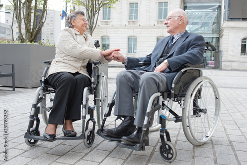 senior disabled couple outdoors