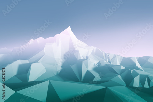 Low poly mountain 3D image illustration