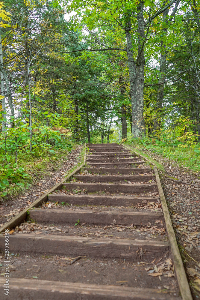 Wood trail and steps near Oldenburg Point at Jay Cooke State Park Wood trail and steps near Oldenburg Point at Jay Cooke State Park