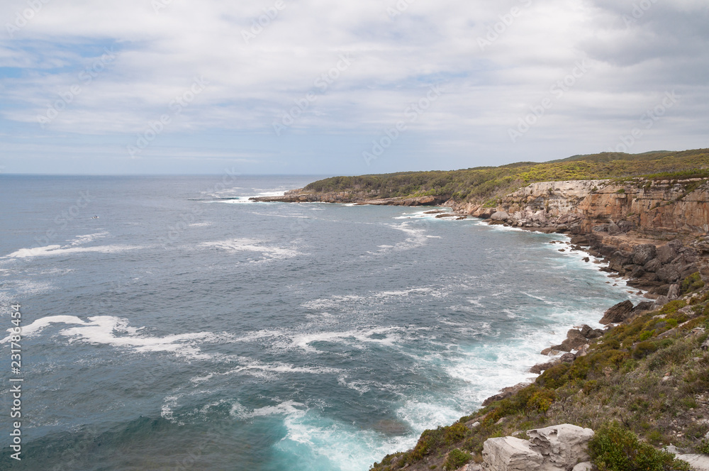 Spectacular rock coastline with beautiful ocean