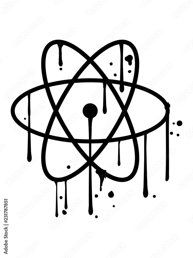 graffiti tropfen spray atom symbol zeichen cool kreis rund ingenieur design  logo Stock-Illustration