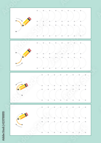 Tracing Lines vector for preschool or kindergarten and special Education. Tracing Lines for developing fine motor skills