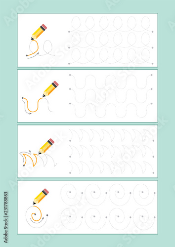 Tracing Lines vector for preschool or kindergarten and special Education. Tracing Lines for developing fine motor skills