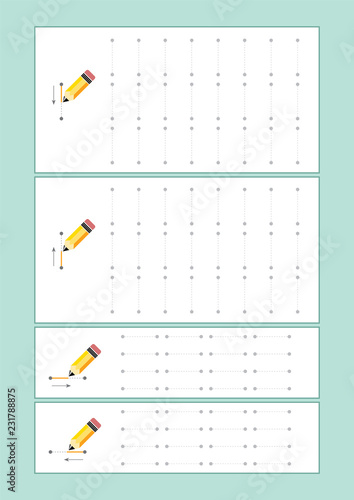 Tracing Lines vector for preschool or kindergarten and special Education. Tracing Lines for developing fine motor skills