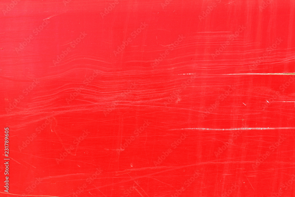 Fototapeta premium Scratched red automobile door panel lines detail horizontal background 