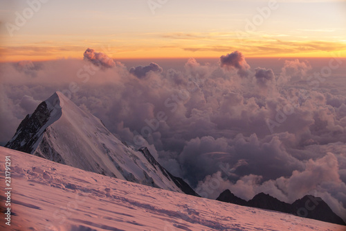 モンブランの夕景