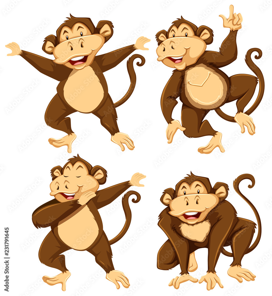 Monkey character with different pose Monkey character with different pose