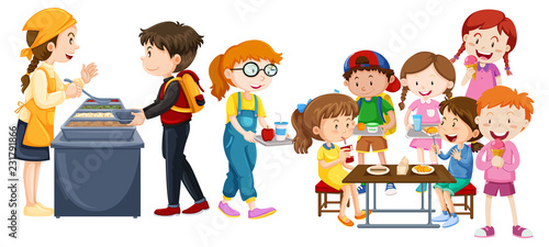 Children eating at cafeteria