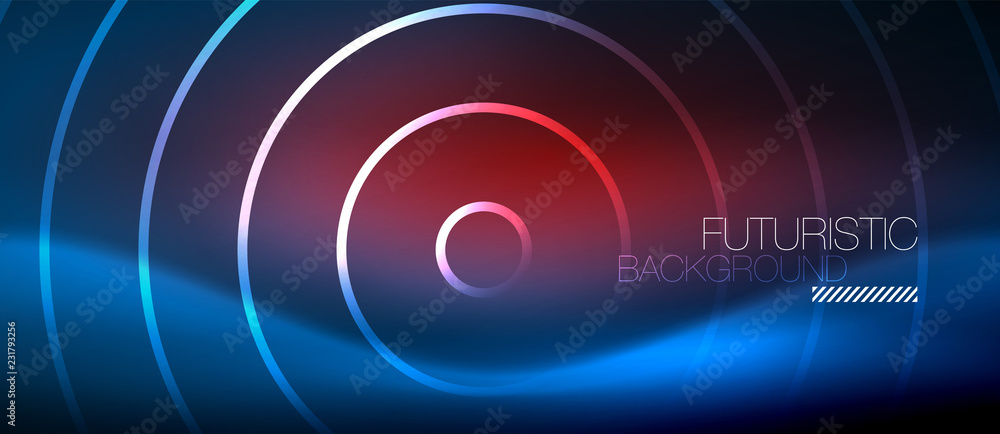 Neon glowing circles background Neon glowing circles background
