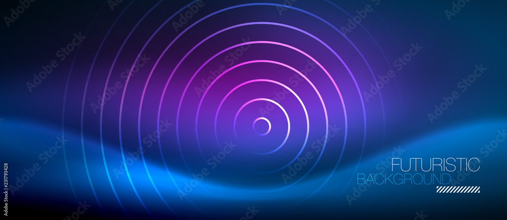Neon glowing circles background Neon glowing circles background
