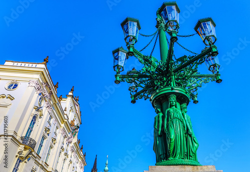 PRAGUE, CZECH REPUBLIC - OCTOBER 21, 2018: Statues and sculptural ensembles in old Prague.