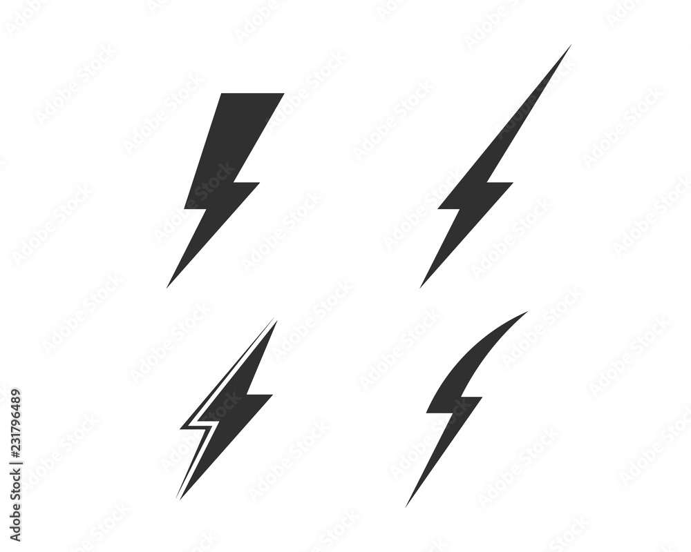 Lightning bolt, electricity power vector set Lightning bolt, electricity power vector set