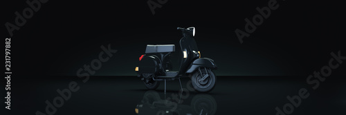 motorbike in dark background. 3d rendering