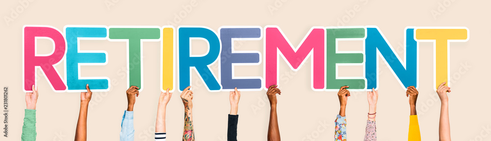 Hands holding the word retirement Hands holding the word retirement