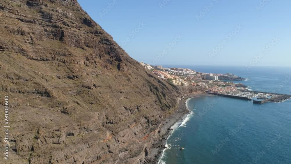 Aerial view of Los Gigantes Cliffs on Tenerife, drone shot from above, Canarias islands, Spain Aerial view of Los Gigantes Cliffs on Tenerife, drone shot from above, Canarias islands, Spain