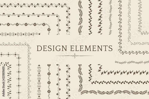 Collection of divider design element vectors