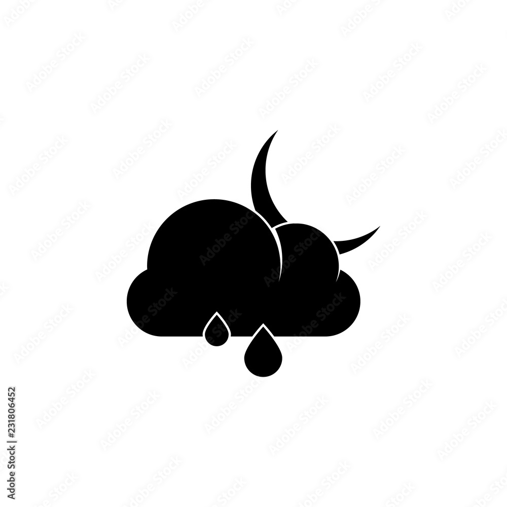 Fototapeta premium Cloud, raindrops and moon icon. Element of weather. Premium quality graphic design icon. Signs and symbols collection icon for websites, web design, mobile app