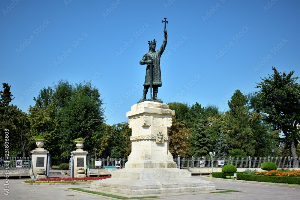Stephen the Great monument at central Pushkin park.Chisinau.Moldova