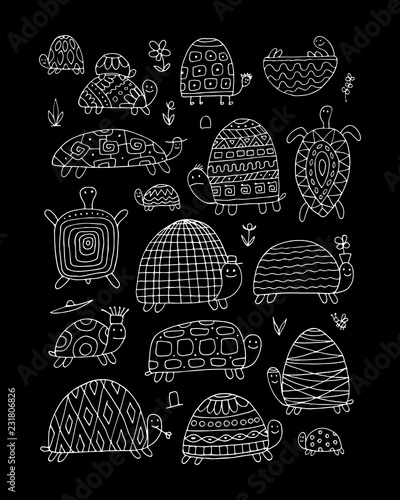 Funny turtles collection, sketch for your design