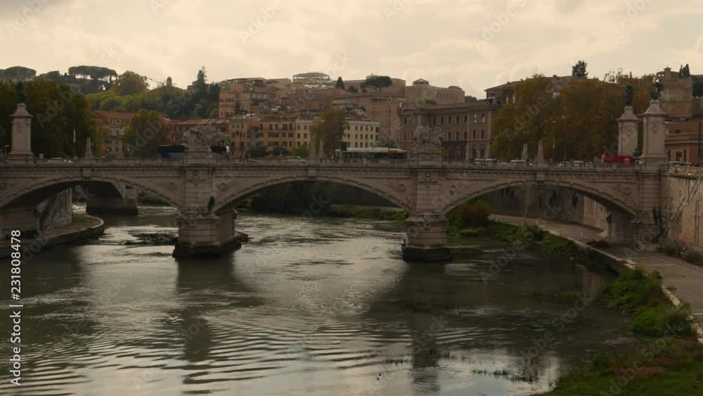ROME, ITALY - OCTOBER 26, 2018: sunset over the River Tiber ROME, ITALY - OCTOBER 26, 2018: sunset over the River Tiber