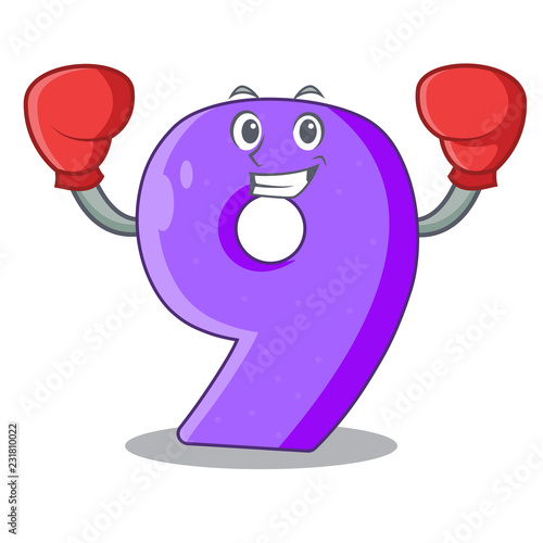 Boxing mock interior font number on cartoon