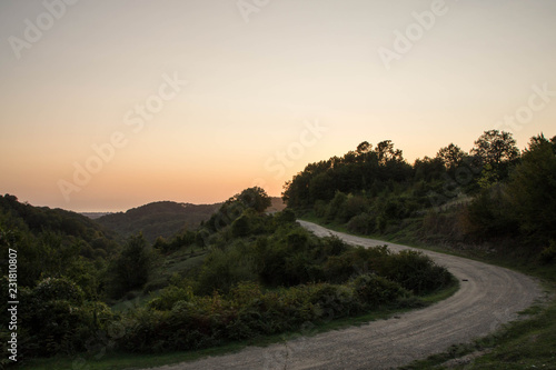 mountain road in the evening