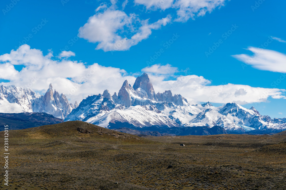 View of Monte Fitz Roy and Cerro Torre in Argentina View of Monte Fitz Roy and Cerro Torre in Argentina