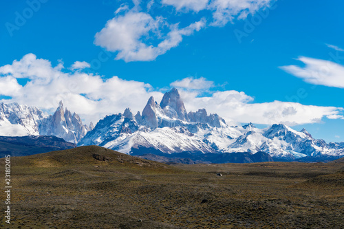 View of Monte Fitz Roy and Cerro Torre in Argentina