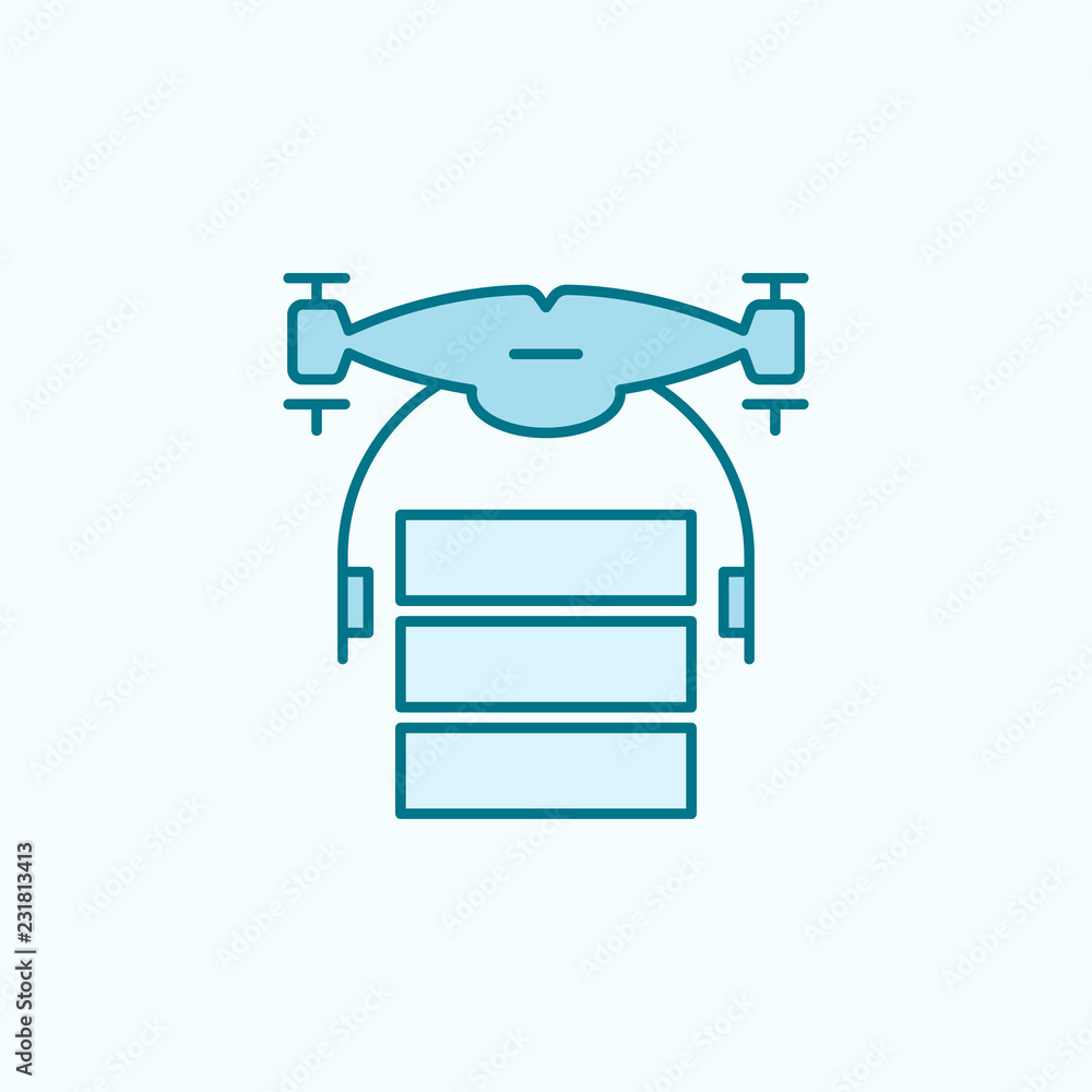 drone with parcel field outline icon drone with parcel field outline icon
