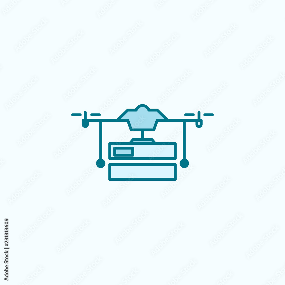Naklejka premium drone with parcel field outline icon