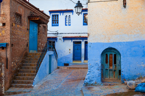 Street in a blue city of Chefchaouen Morocco © vladislavmavrin