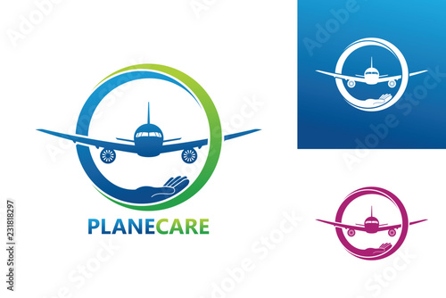 Plane Care Logo Template Design Vector, Emblem, Design Concept, Creative Symbol, Icon