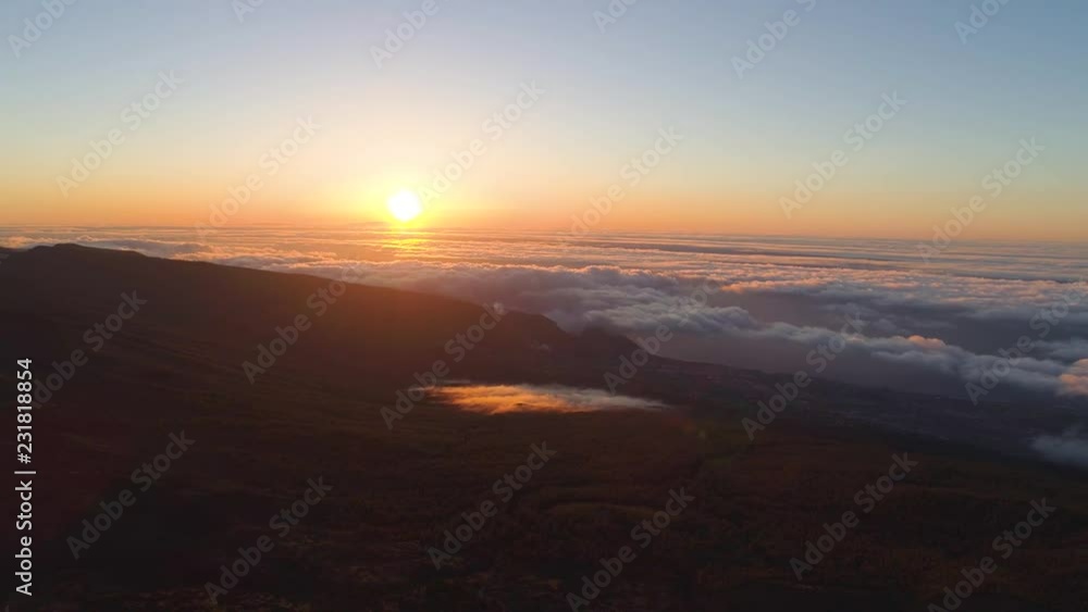 Aerial view of Teide National Park, flight over the mountains at sunset. Tenerife, Canary Islands Aerial view of Teide National Park, flight over the mountains at sunset. Tenerife, Canary Islands