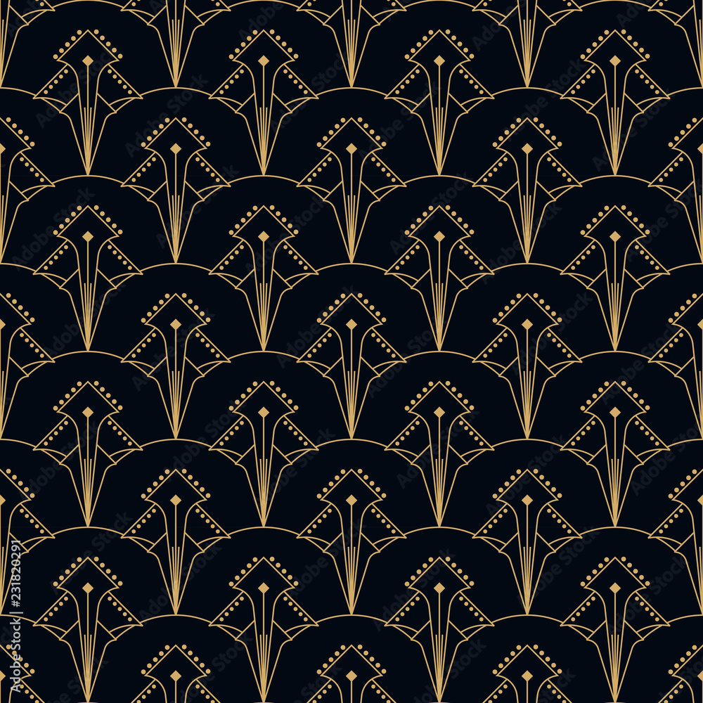 seamless art deco geometric lily pattern graphic design illustration vector  Stock Vector | Adobe Stock